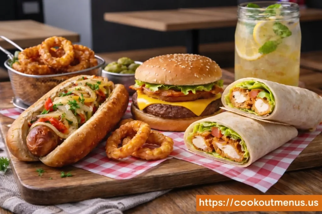 Cookout Hot Dog comparison with burger and wrap