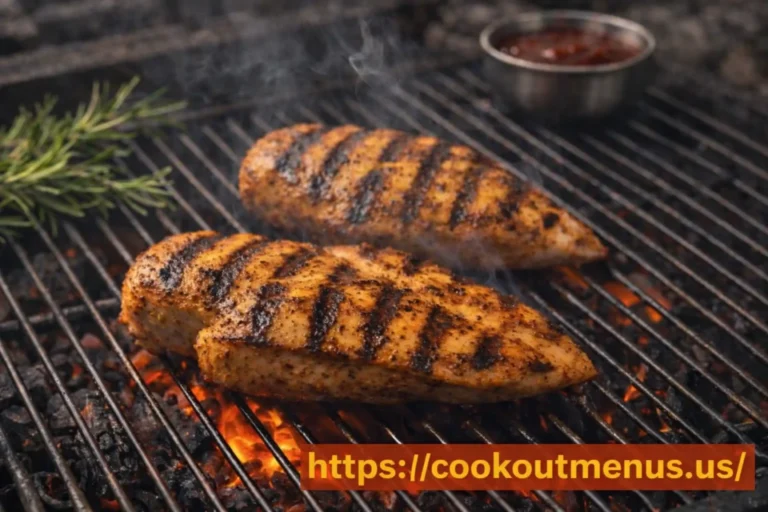 Grilled Cajun chicken breast on a grill