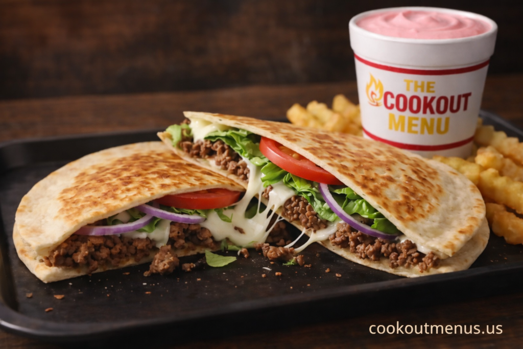 Cookout cheeseburger quesadilla